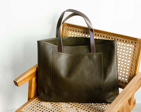 Olive Green Leather Tote