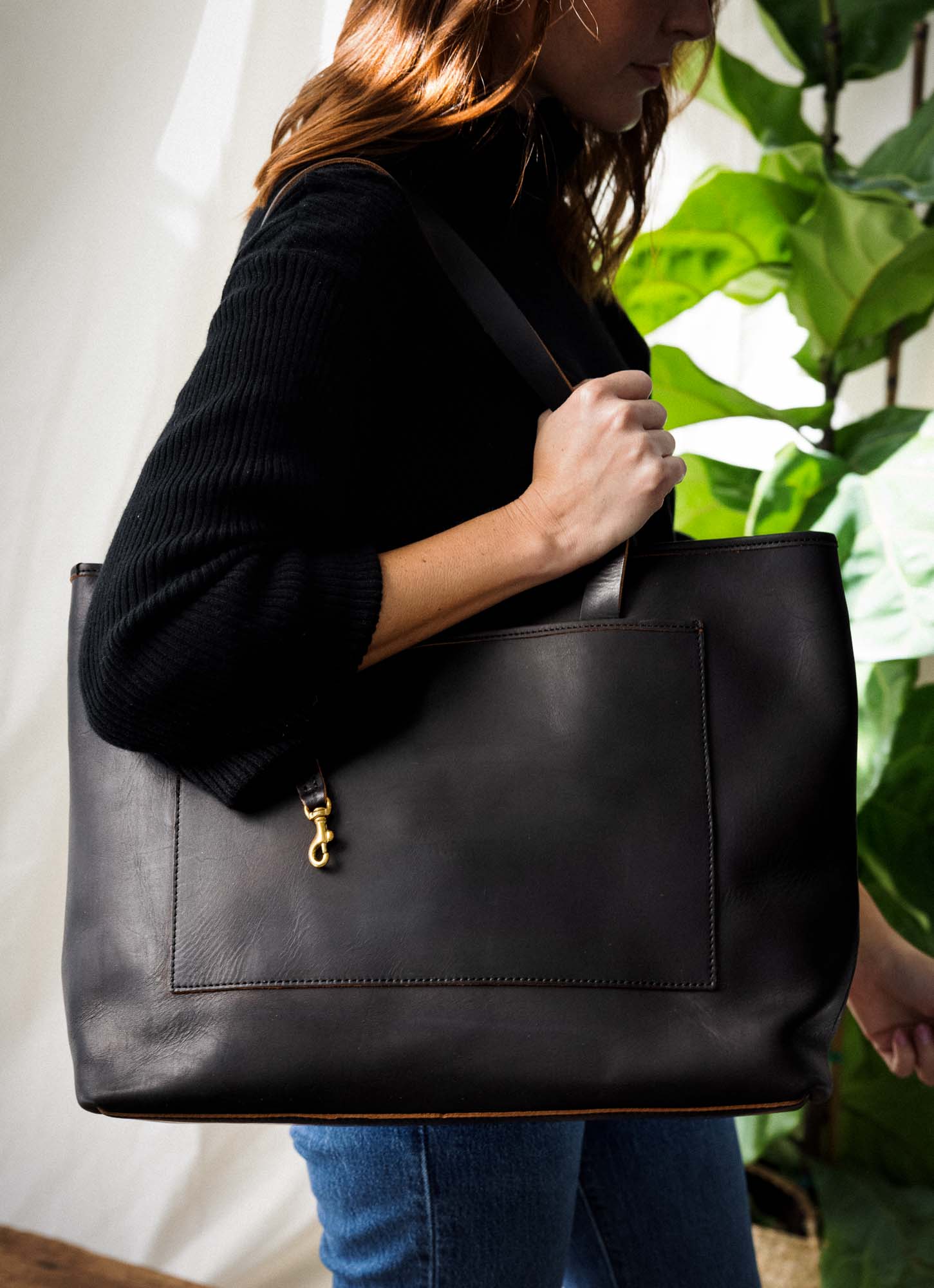 Oversized black leather discount bag