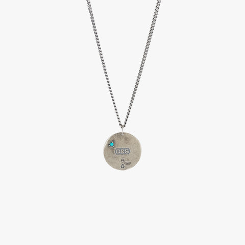 Sterling Silver Modern Medallion Necklace with Turquoise
