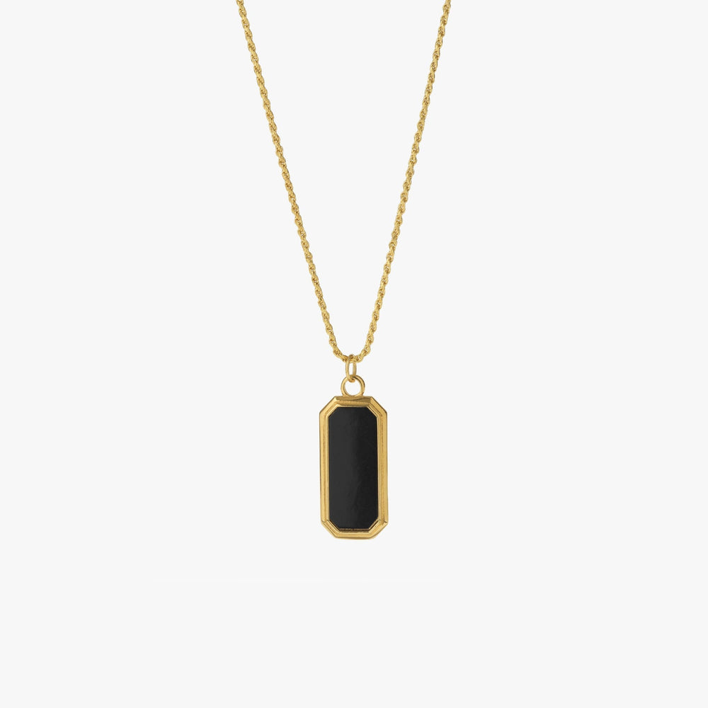 Gold Frame Pendant Necklace with Black Onyx