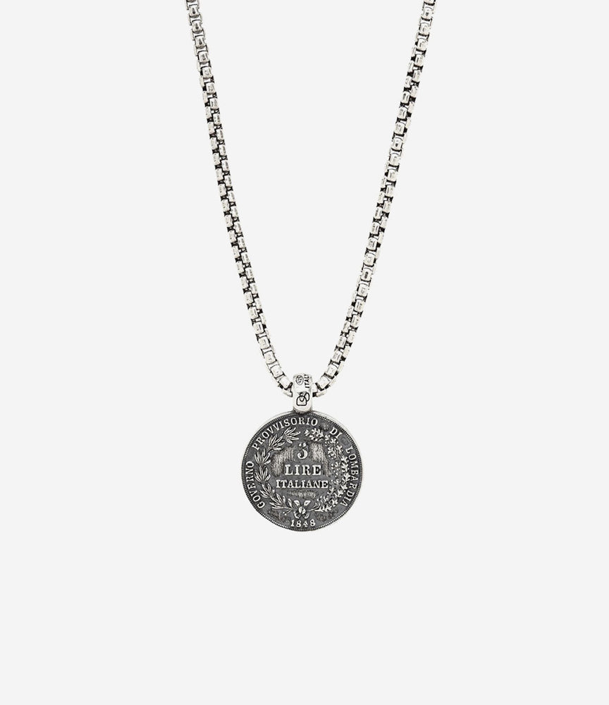 Sterling Silver Ancient Italian Lire Coin Necklace