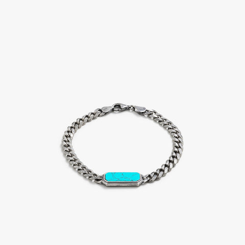 Sterling Silver Frame Chain Bracelet with Turquoise