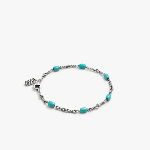 Sterling Silver Turquoise Twisted Cable Chain Bracelet