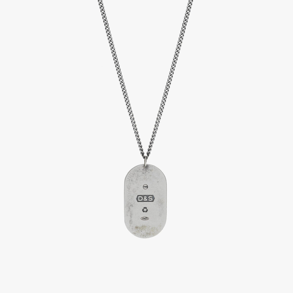 Sterling Silver Stone Dog Tag Necklace