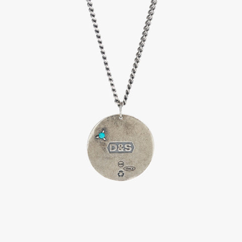 Sterling Silver Modern Medallion Necklace with Turquoise