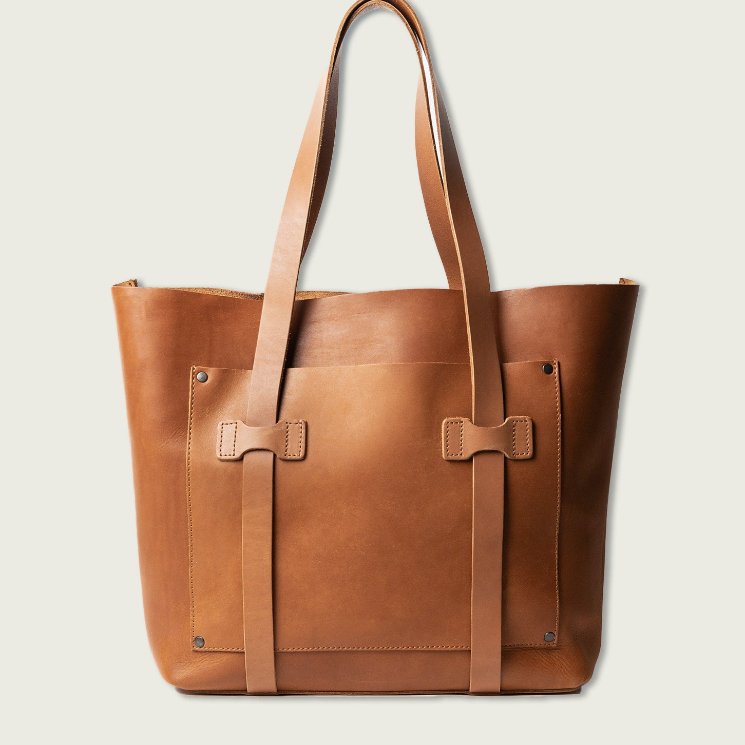 Leather cargo tote tan