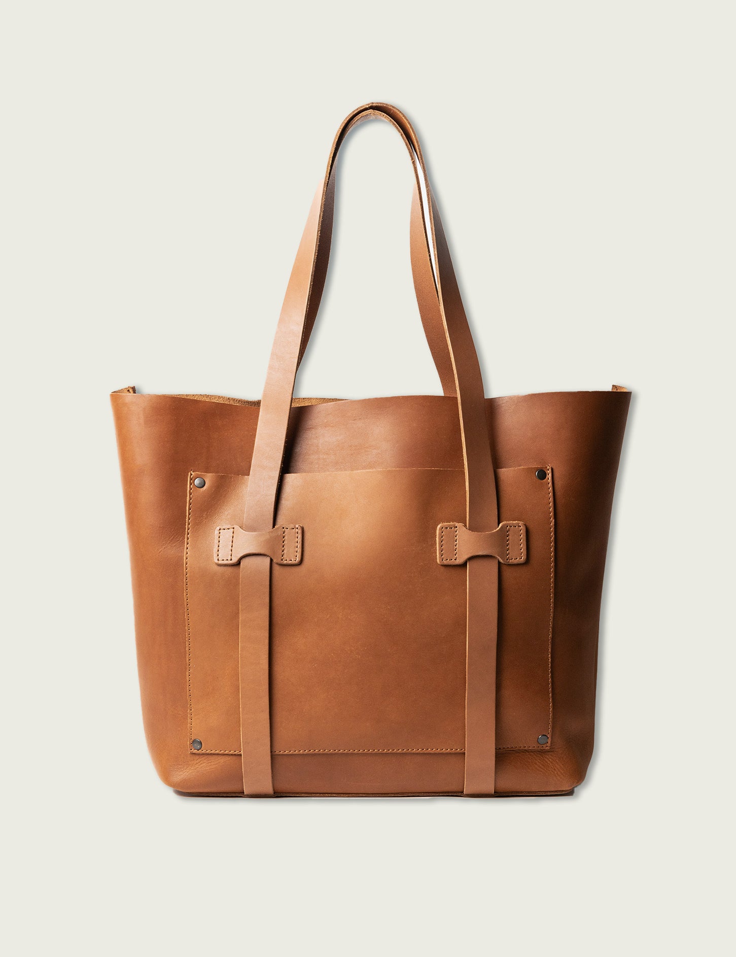 Leather cargo tote tan