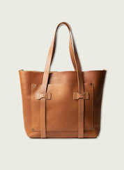 Leather cargo tote tan