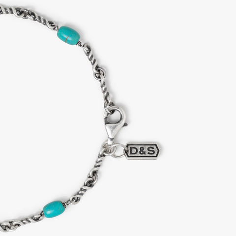Sterling Silver Turquoise Twisted Cable Chain Bracelet