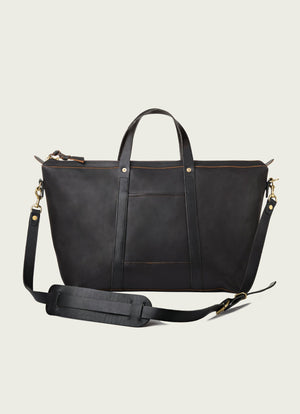 Leather Travel Tote - Desert Black