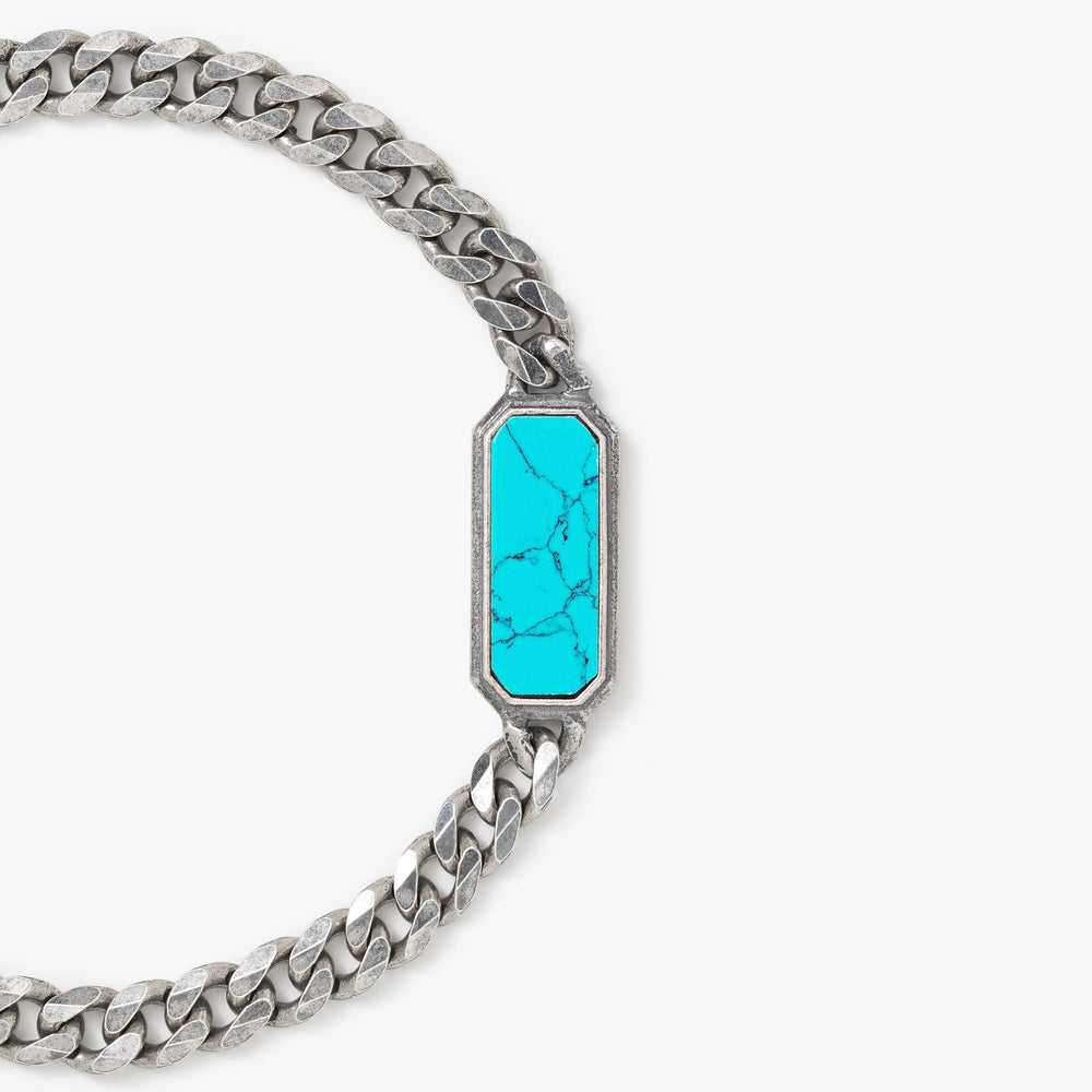 Sterling Silver Frame Chain Bracelet with Turquoise