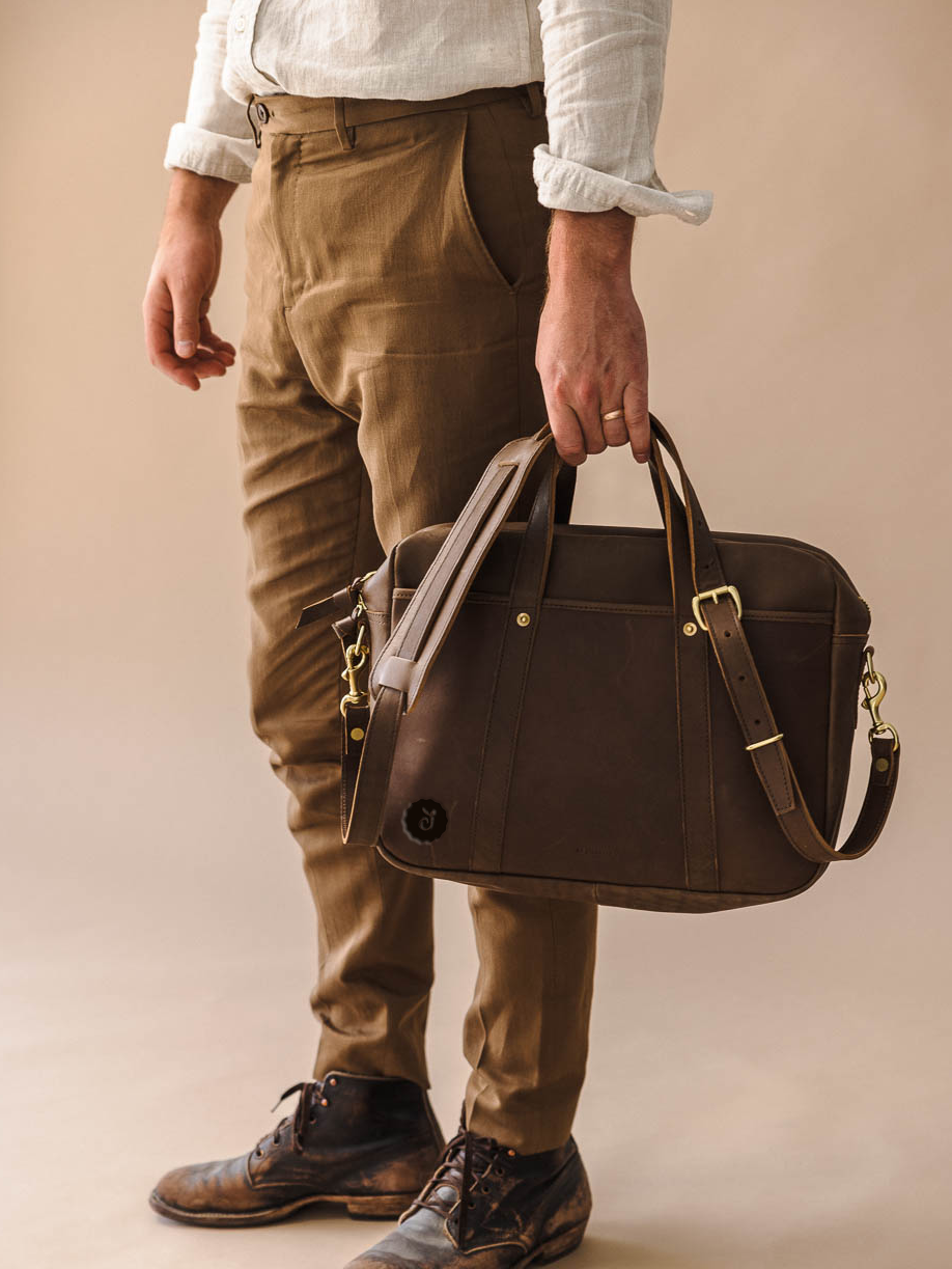 leather briefcase with custom logo
