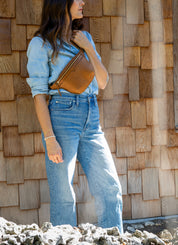 tan leather sling bag