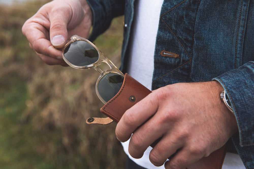 Leather Sunglasses Case, Tan